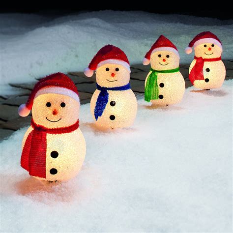 small lighted outdoor snowman